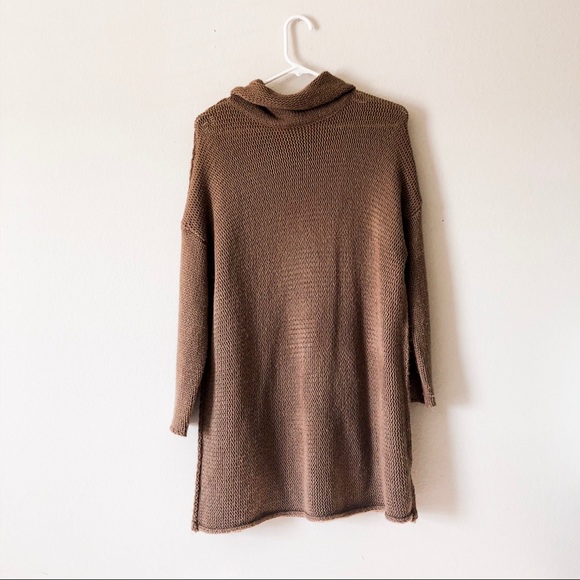 Over-sized knit tunic length turtleneck sweater - Picture 4 of 7